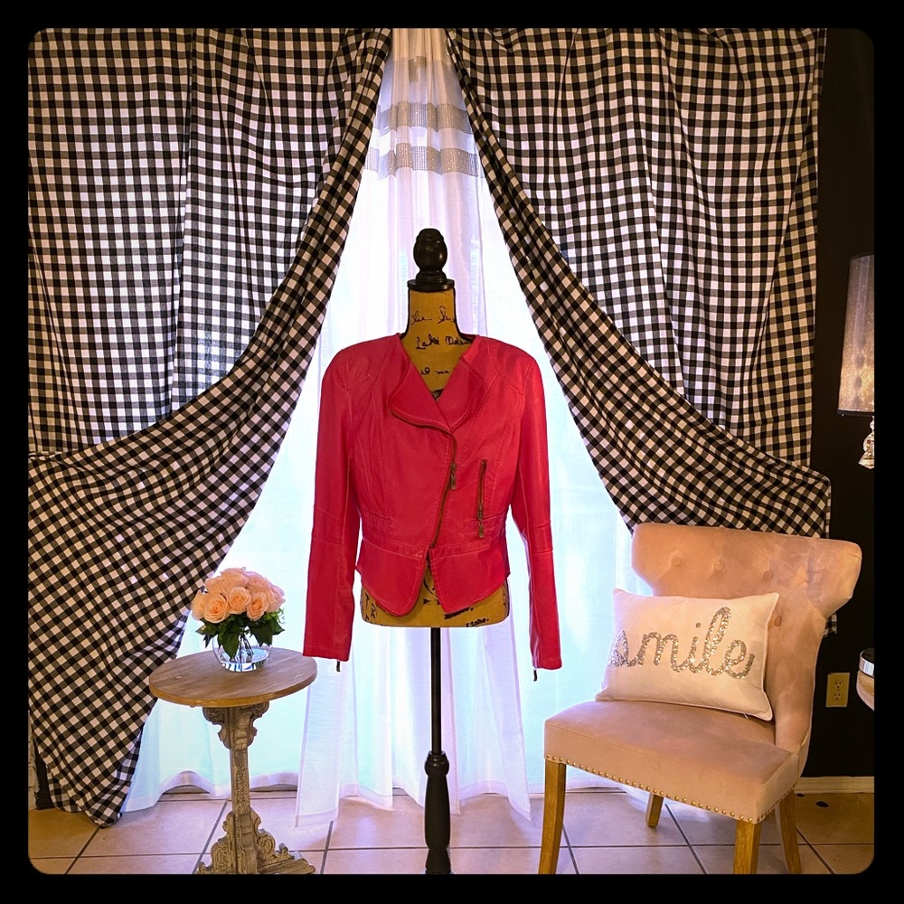 Hot pink leather jacket